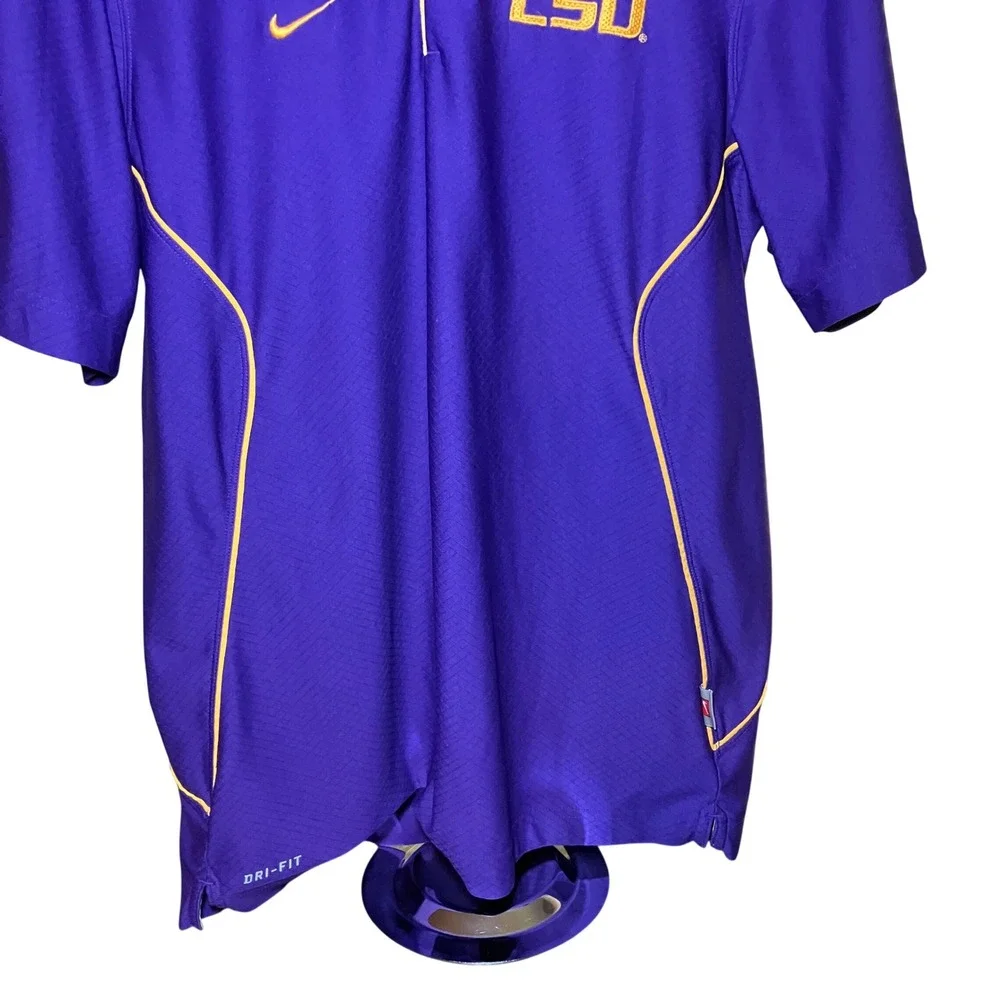 Nike LSU Tigers Polo Shirt Mens XL Purple Gold Dri-FIT NCAA Football